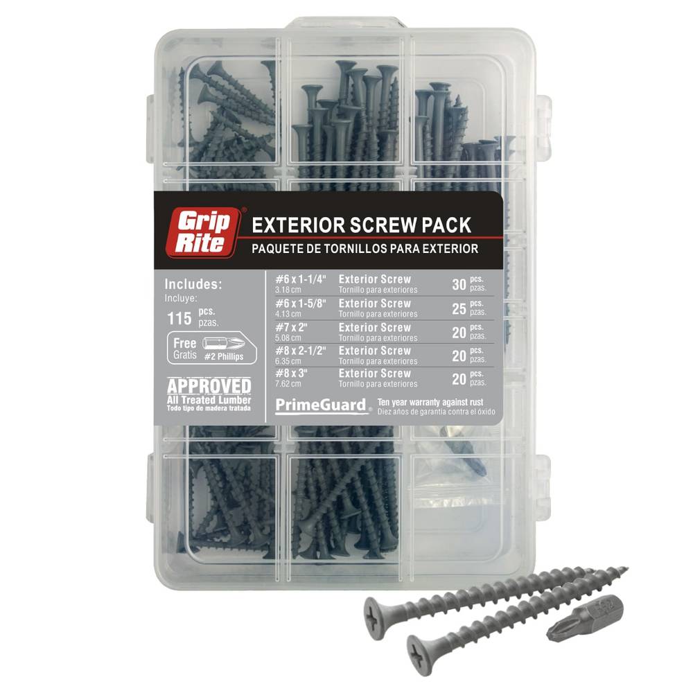 Grip-Rite Multiple Colors/Finishes Assorted Exterior Screw Kit (115-Pack) | MPPG10