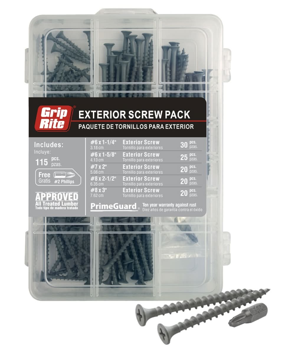 Grip-Rite Inch Multiple colors/finishes Assorted Exterior Screw Kit Kit 115 -Pack