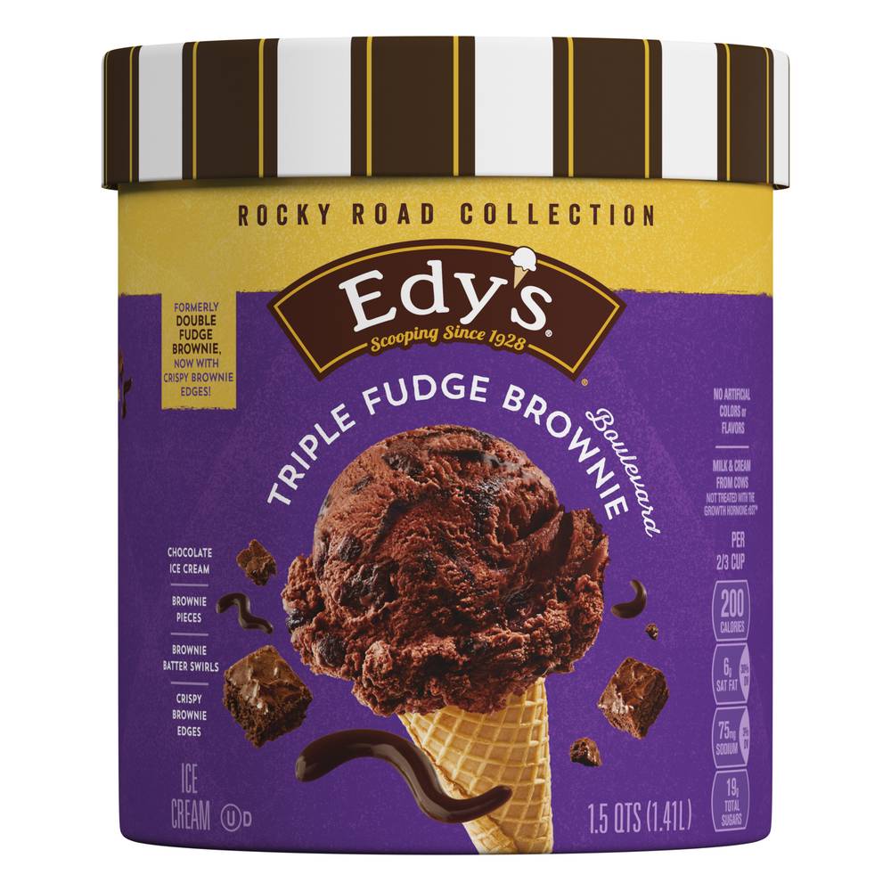 Edy's Rocky Road Collection Triple Fudge Brownie Boulevard Ice Cream