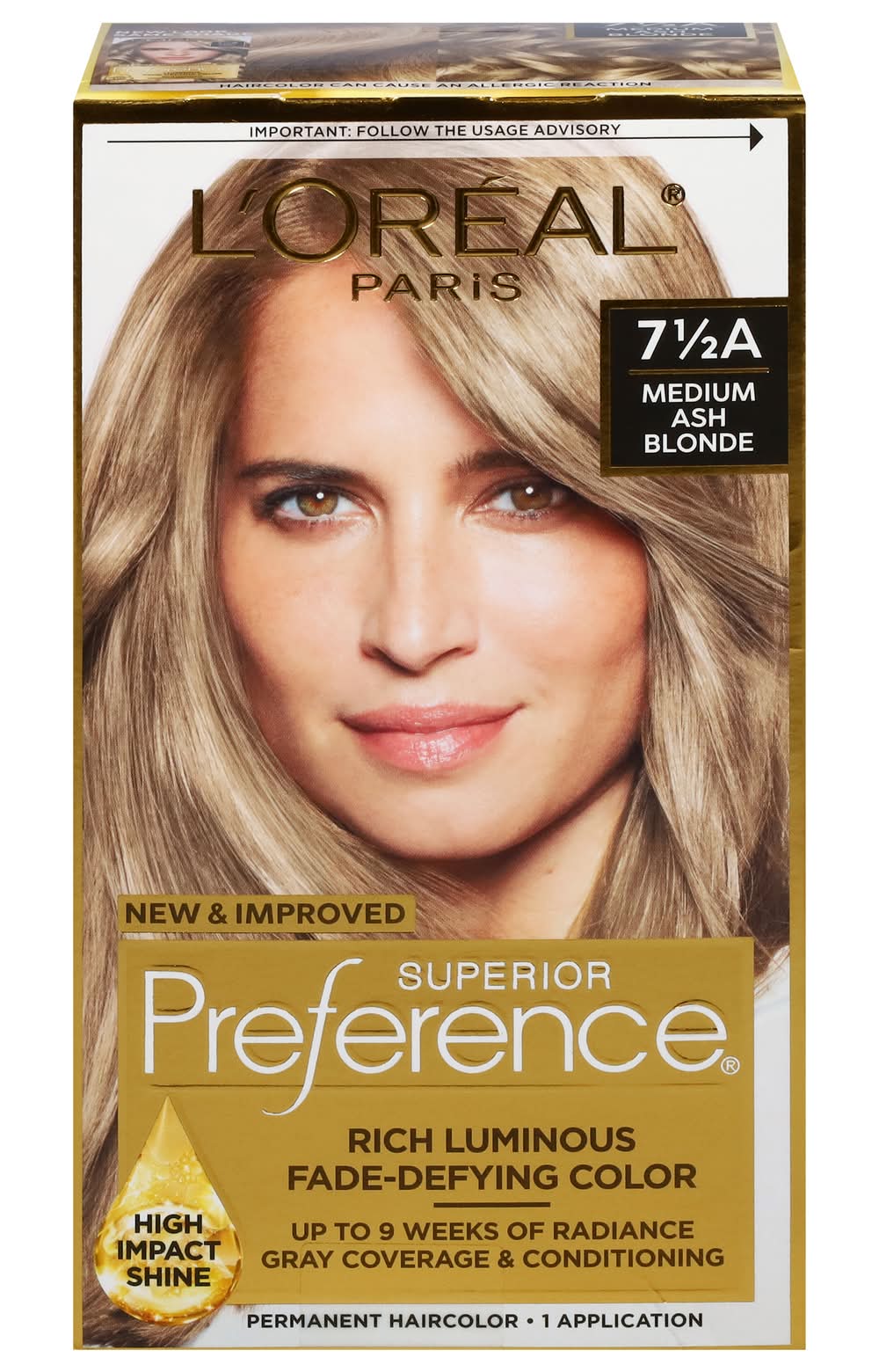 L'Oréal Paris Superior Preference 7 1/2a Medium Ash Blonde Hair Color (9.6 oz)
