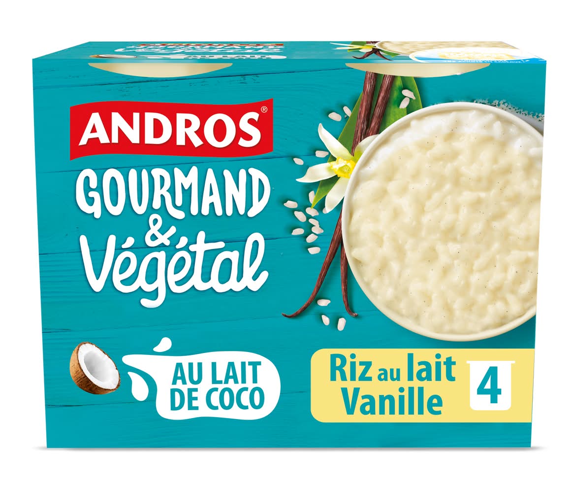 Andros - Dessert végétal riz vanille au lait de coco (400g)