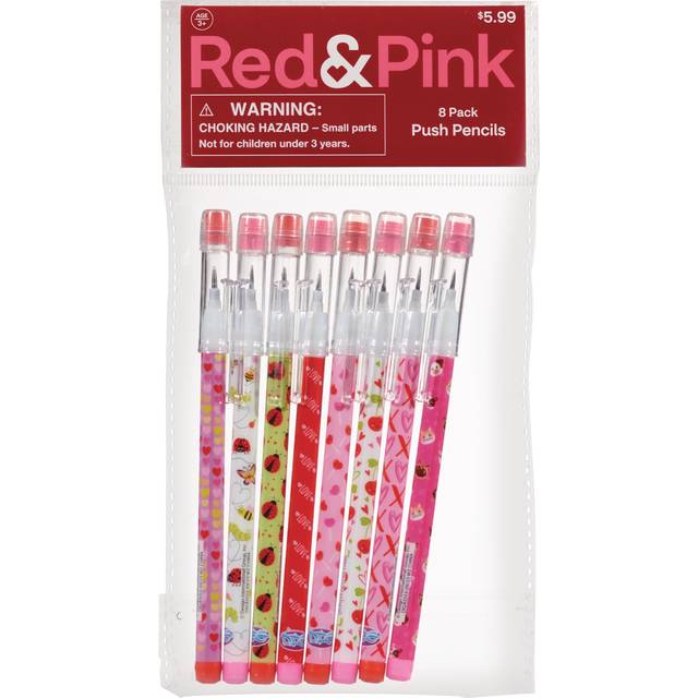 Red & Pink Push Pencils, 8pk