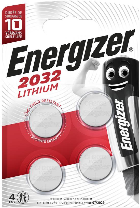 Energizer - Lithium piles bouton 2032 (4 pièces)