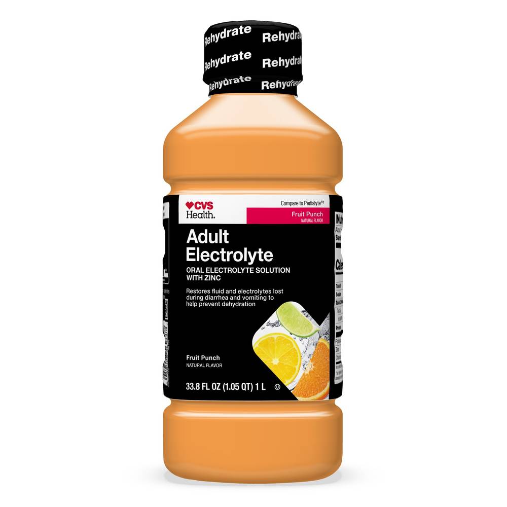 Cvs Health Electrolyte Solution, Fruit Punch, 33.8 Fl Oz