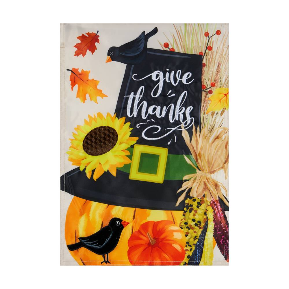 Style Selections 1-ft W x 1.5-ft H Thanksgiving Embroidered Garden Flag | ZLW169885