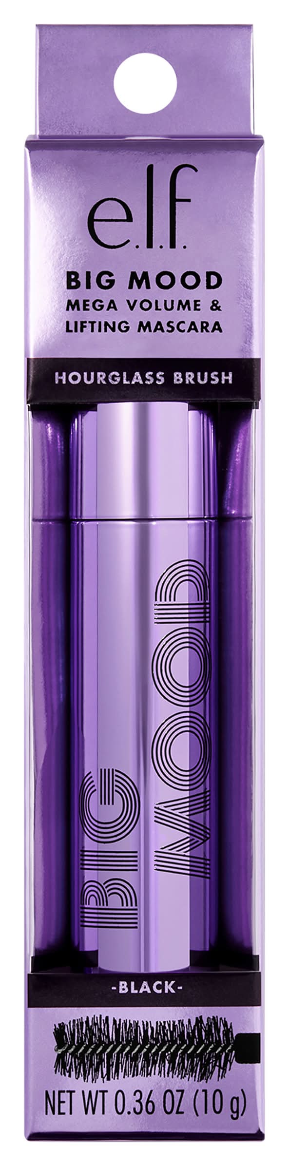e.l.f. Big Mood Volume & Lifting Mascara Black Hourglass Brush (0.4 oz)