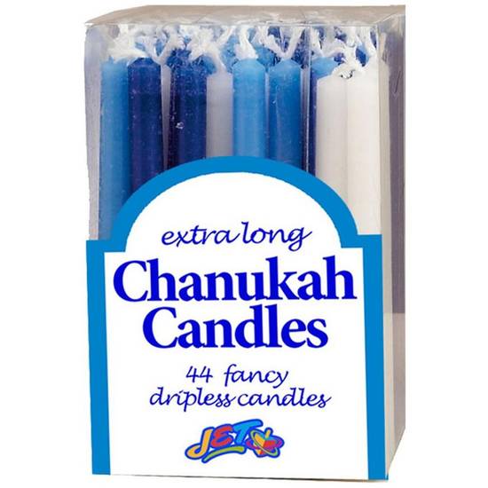 Dripless Blue White Hanukkah Candles, 44ct