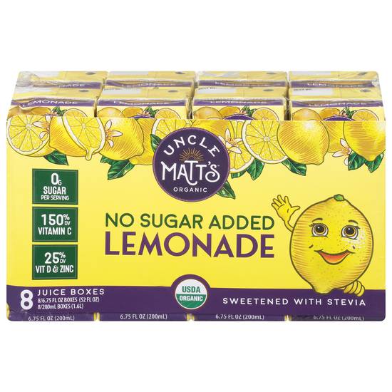 Uncle Matt's Organic No Sugar Added Lemonade (8 ct , 6.5 fl oz)