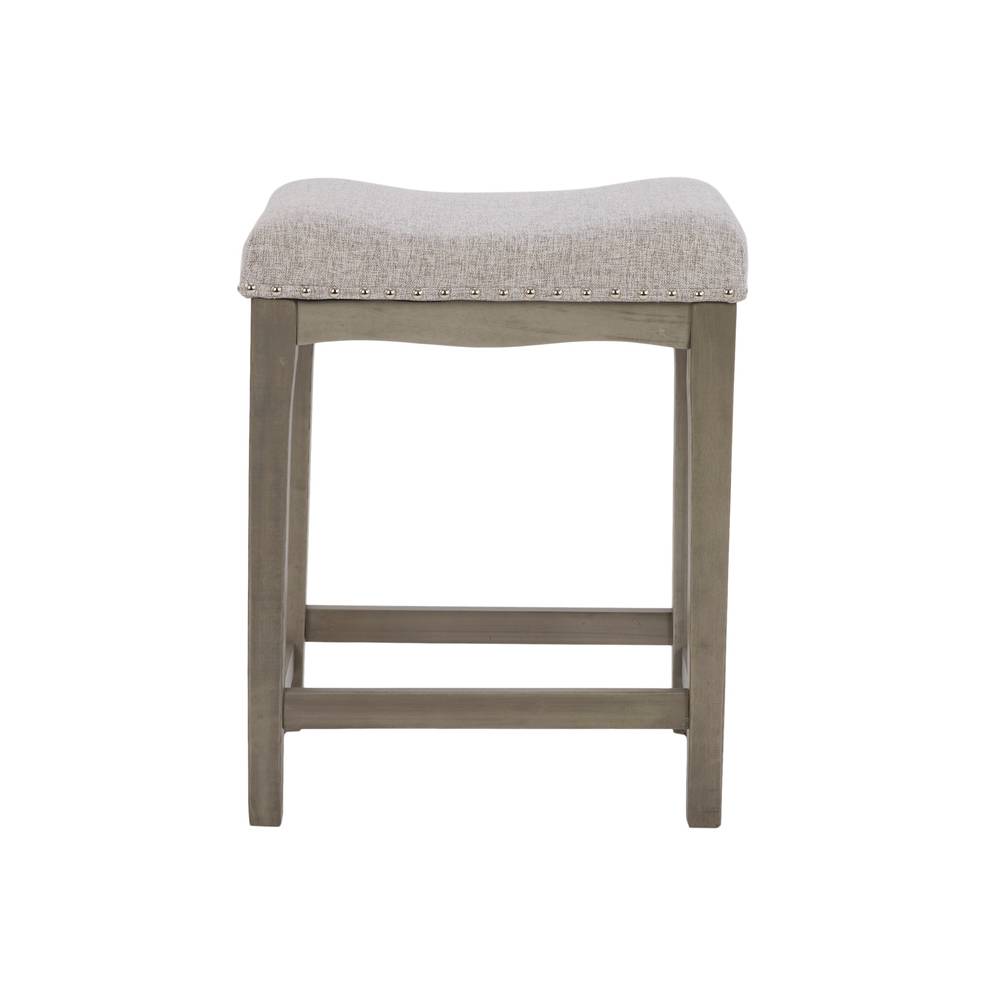 allen + roth Gray 24-in H Counter height Saddle Seat Upholstered Wood Bar Stool | CPFB1774G