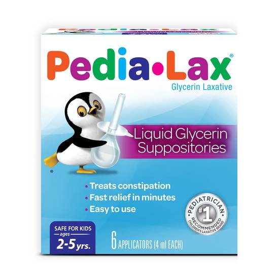 Pedia-Lax Liquid Glycerin Suppositories for Kids, Ages 2-5, 6 CT