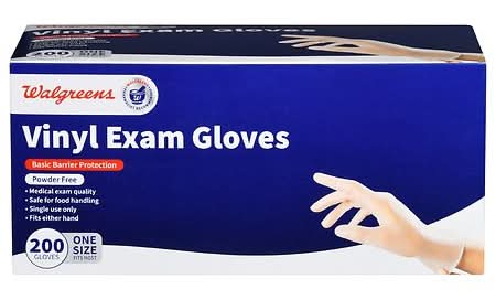 Walgreens Basic Barrier Protection Disposable Vinyl Exam Gloves, One Size (200 ct)