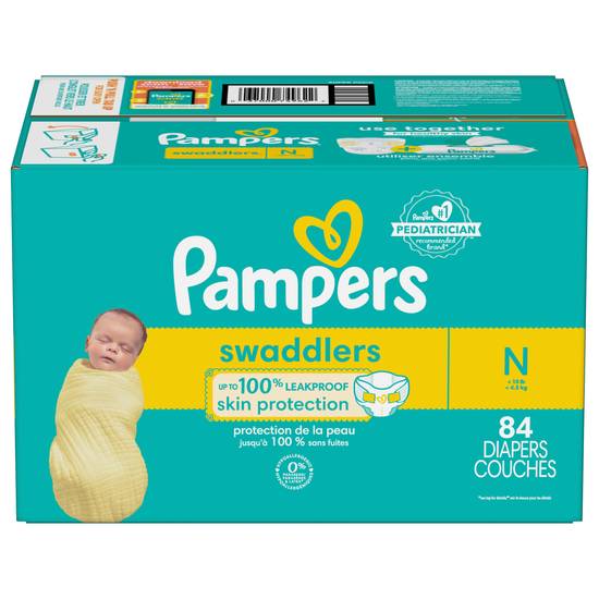 Pampers Swaddlers Diapers Size N (84 ct)