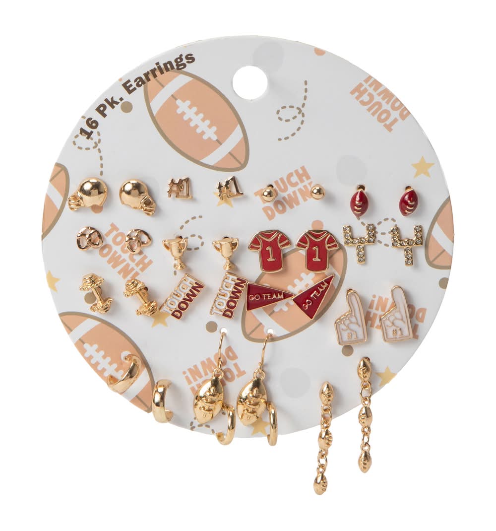 Earrings 16-Pack Gold Game Day