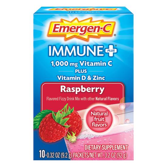 Emergen-C Immune Plus 1000 mg Vitamin C + D & Zinc Drink Mix (raspberry)