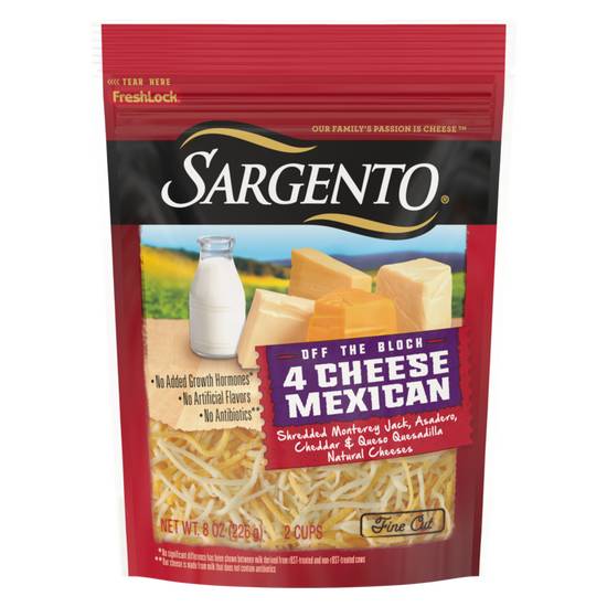 Order Sargento Natural Shredded Fine Cut 4 Cheese Mexican Blend 8oz food online from Everyday Needs by Gopuff store, Ladera Ranch on bringmethat.com