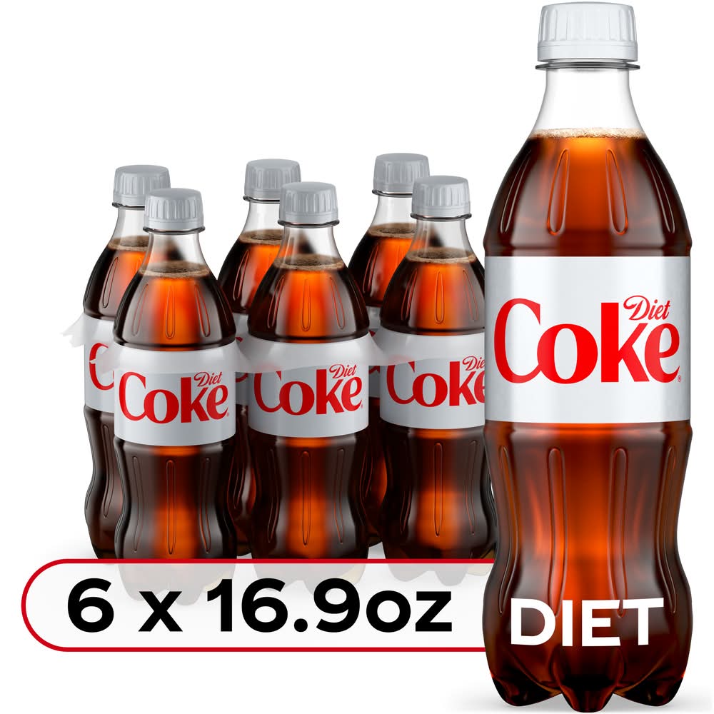 Diet Coke Soda, Regular (6 x 16.9 fl oz)