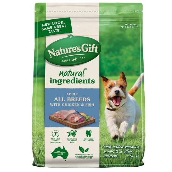 Nature's Gift Adult All Breeds Dry Dog Food With Chicken & Fish 2.5kg