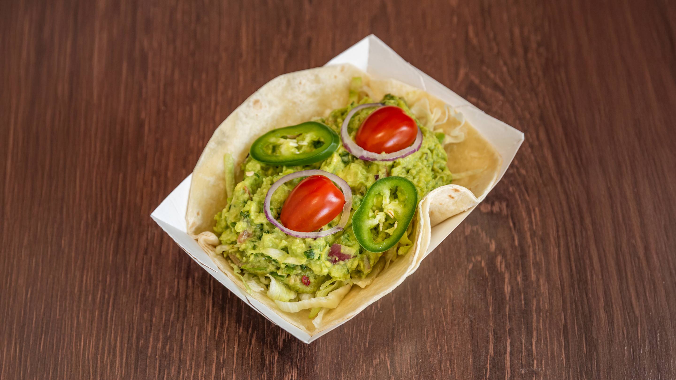 Guacamole, Salade, Tomate, Oignons,