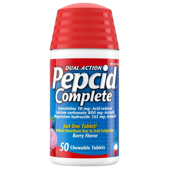 Pepcid Complete Dual Action Berry Flavor Acid Reducer + Antacid Chewable Tablets