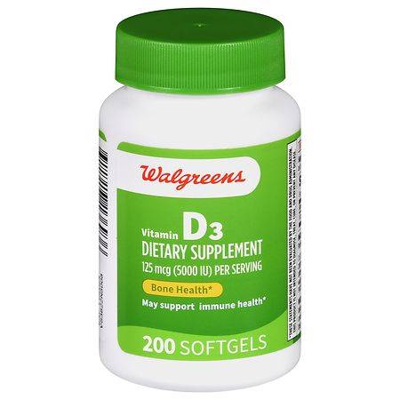 Walgreens Vitamin D3 125 Mcg 5000 Iu (200 ct)