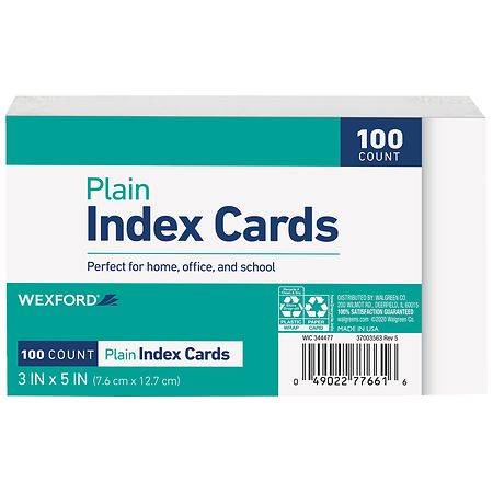 Wexford Plain Index Cards 3 X 5 Inch
