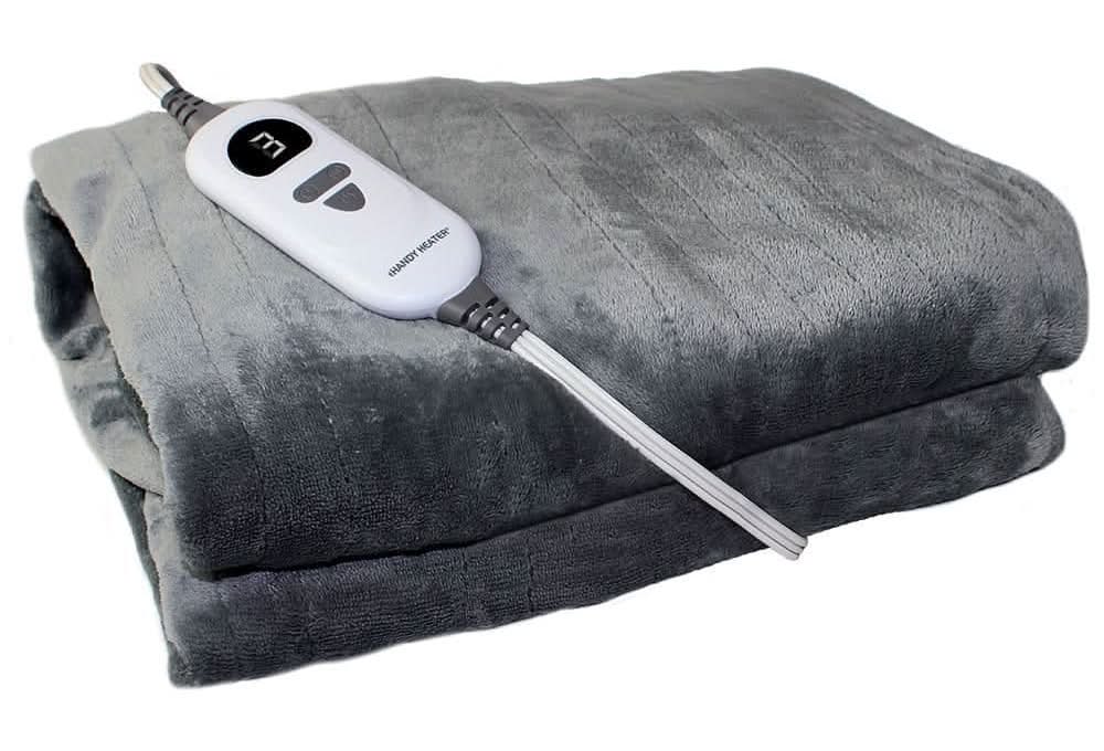 Handy Heater 50 In. X 60 In. Heated Throw Blanket With 5 Heat Settings In Grey