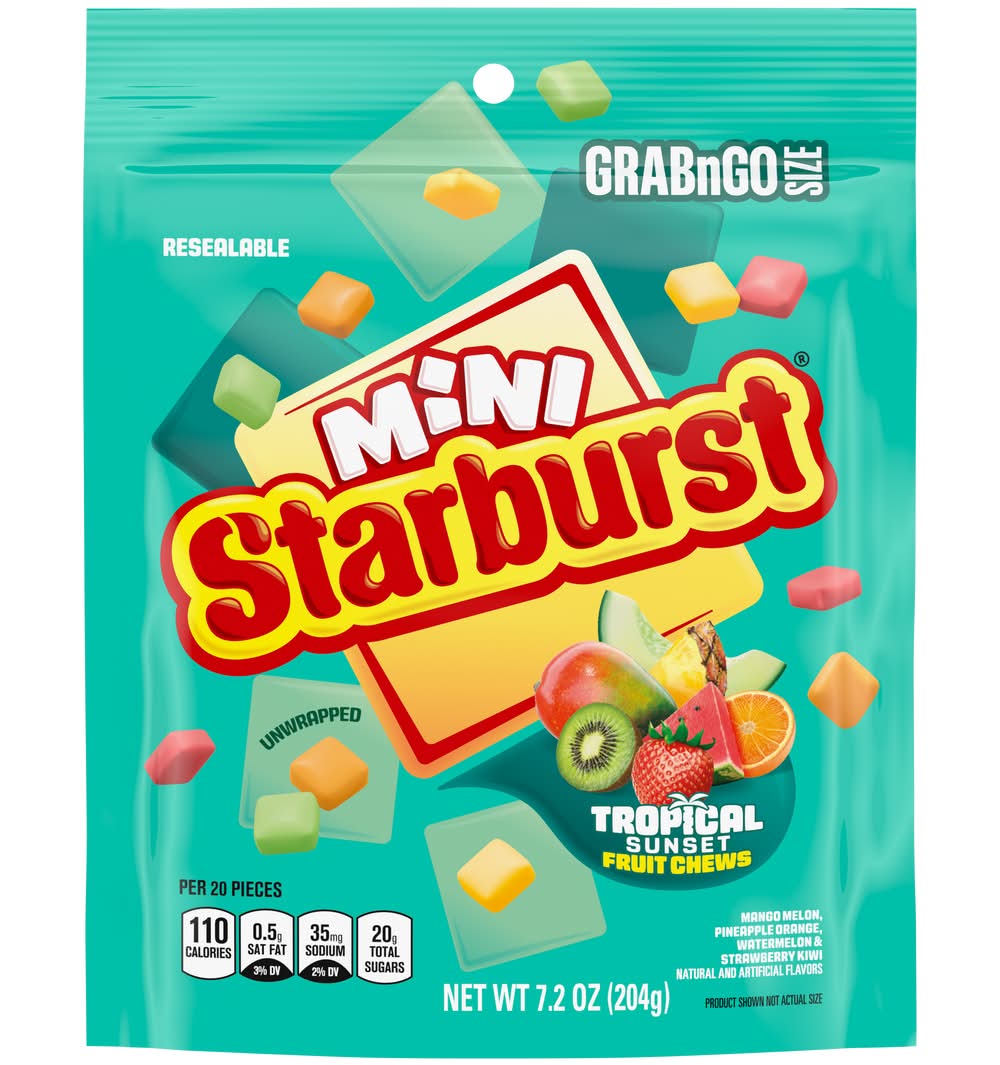 Starburst Minis Unwrapped Fruit Chews Grab N Go Size, Tropical Sunset (7.2 oz)