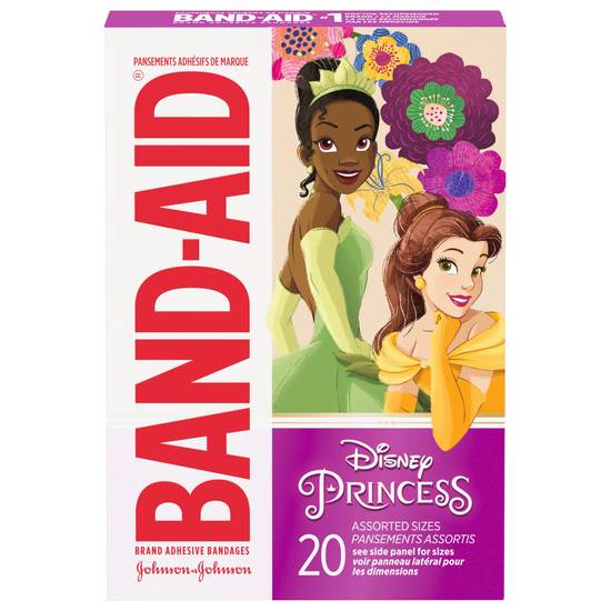 Band-Aid Brand Bandages For Kids, Disney Princesses, Assorted, 20 ct