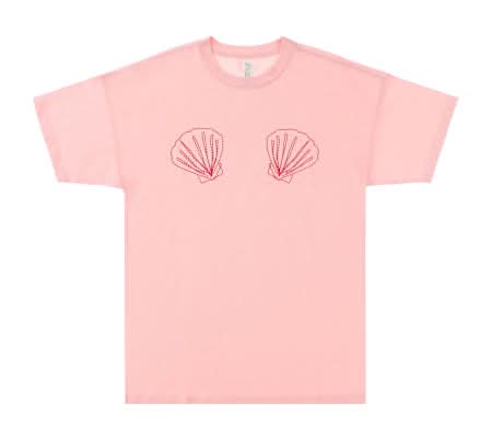 Stencil Shell Graphic Tee Large Pink