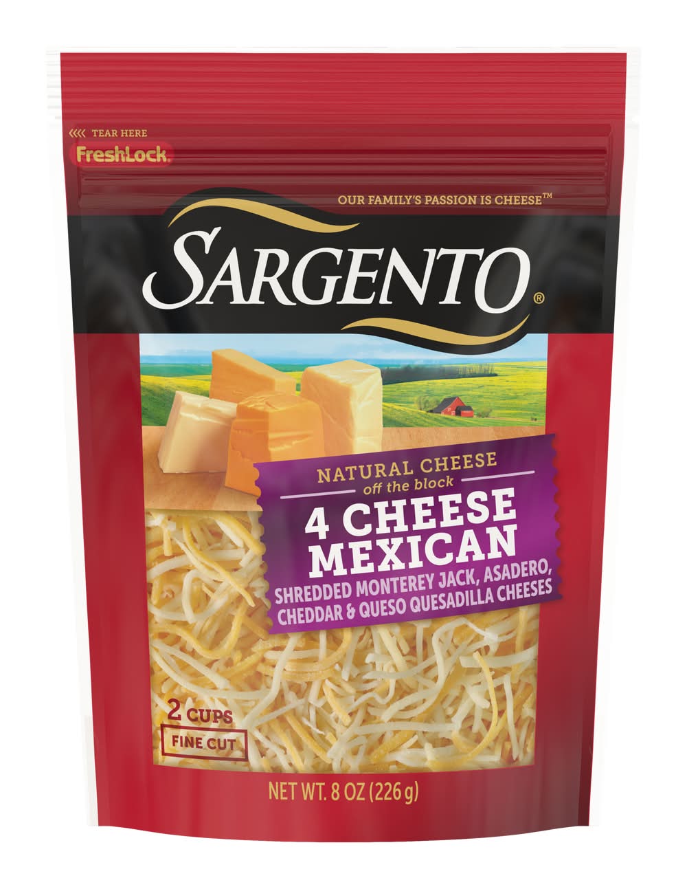 Sargento Shredded Fine Cut Natural Cheese, 4 Cheese Mexican (8 oz)