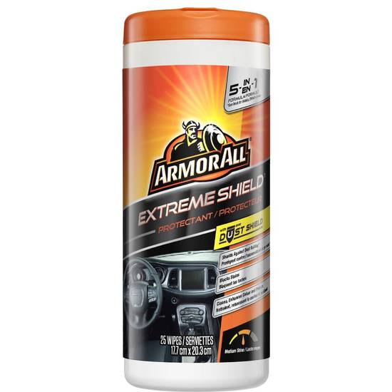 Armor all lingettes protectrices extreme shield, lustre moyen (25 unités) - extreme shield protectant wipes medium shine (25 units)