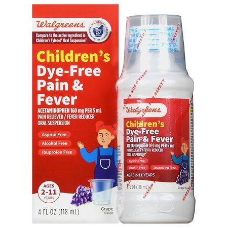 Walgreens Children's Pain Reliever Dye Free Grape Grape