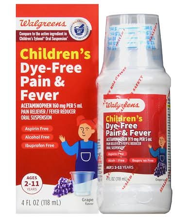 Walgreens Children's Pain Reliever Dye Free Grape Grape (4 fl oz)