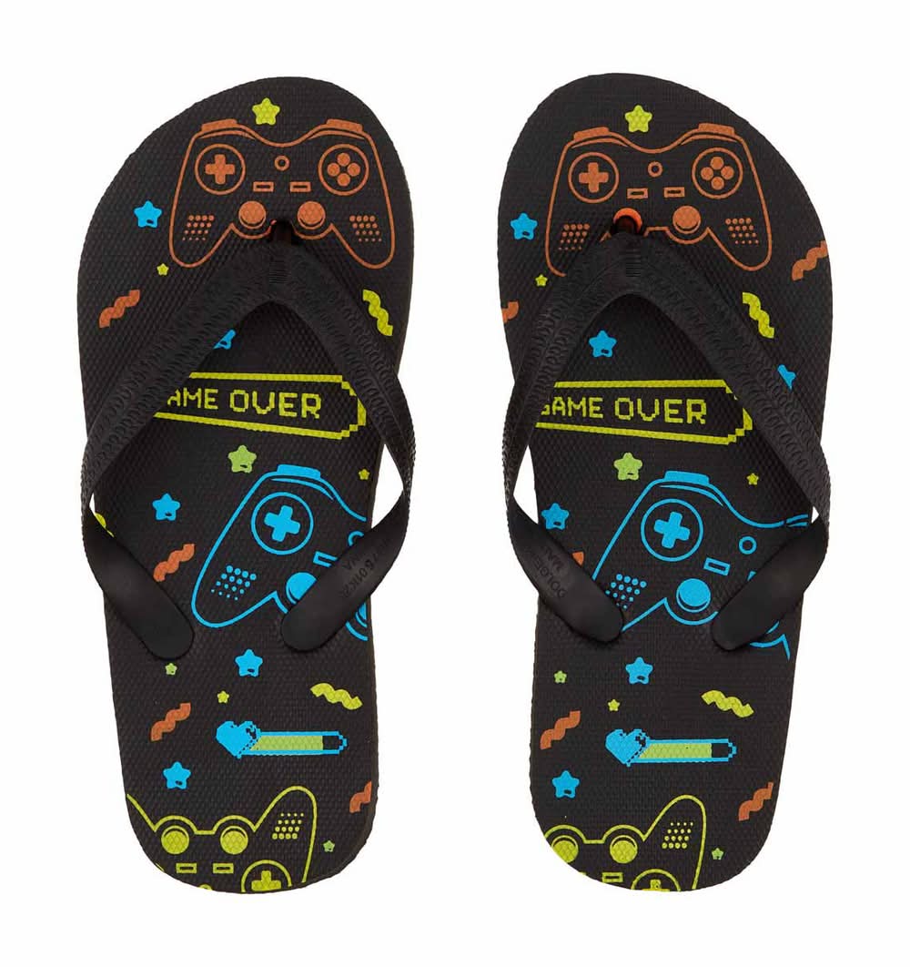 Summer Boys Gamer Printed Flip Flops Medium