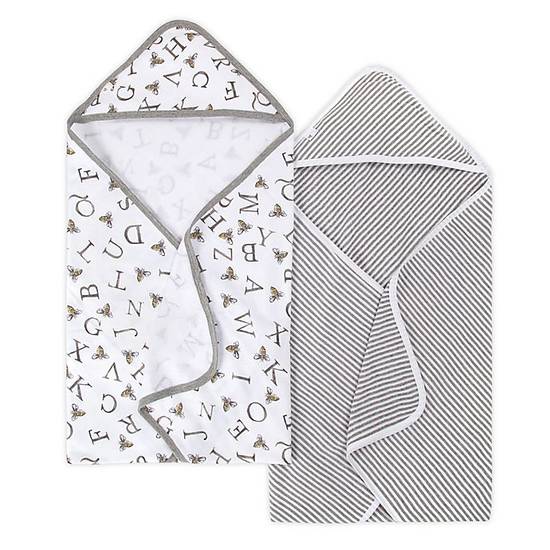Burt's Bees Baby® 2-Pack Organic Cotton Hooded Towels in Heather Grey