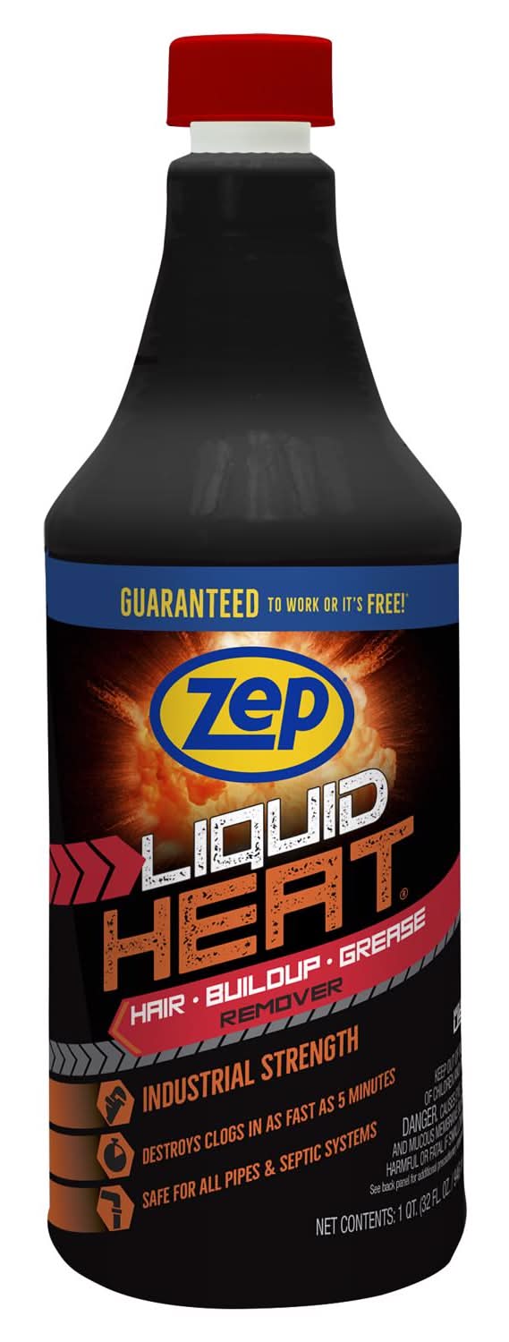 Zep Heat Liquid Hair & Grease Clog Remover 33.8 Oz