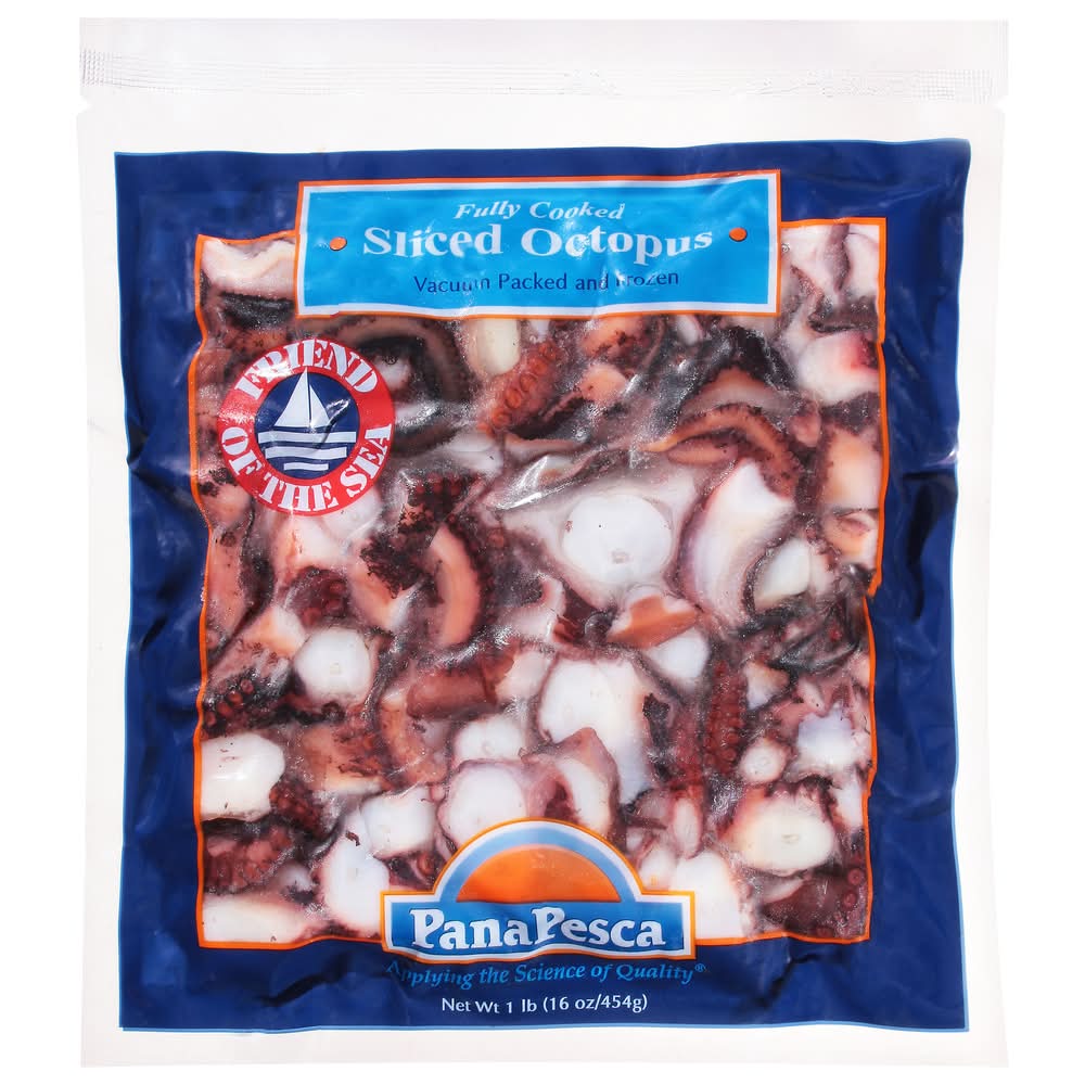 PanaPesca Fully Cooked Vacuum Packed and Frozen Sliced Octopus (16 oz)