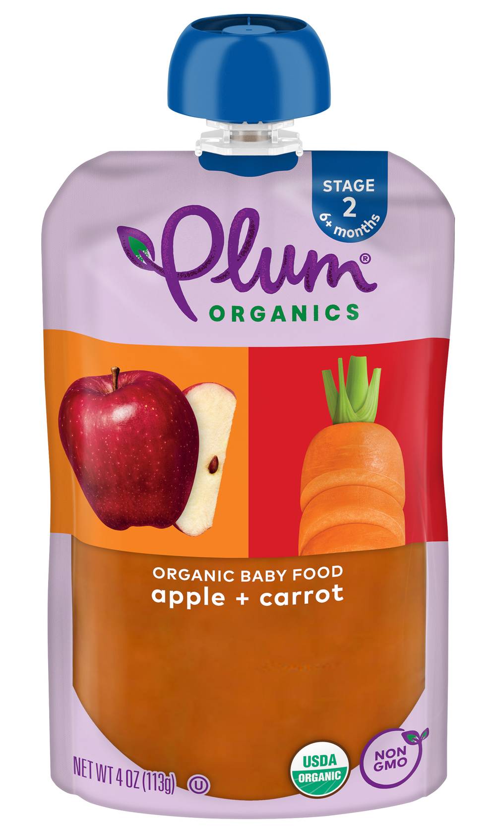 Plum Organics Apple & Carrot Organic Stage 2 Baby Food (4 oz)