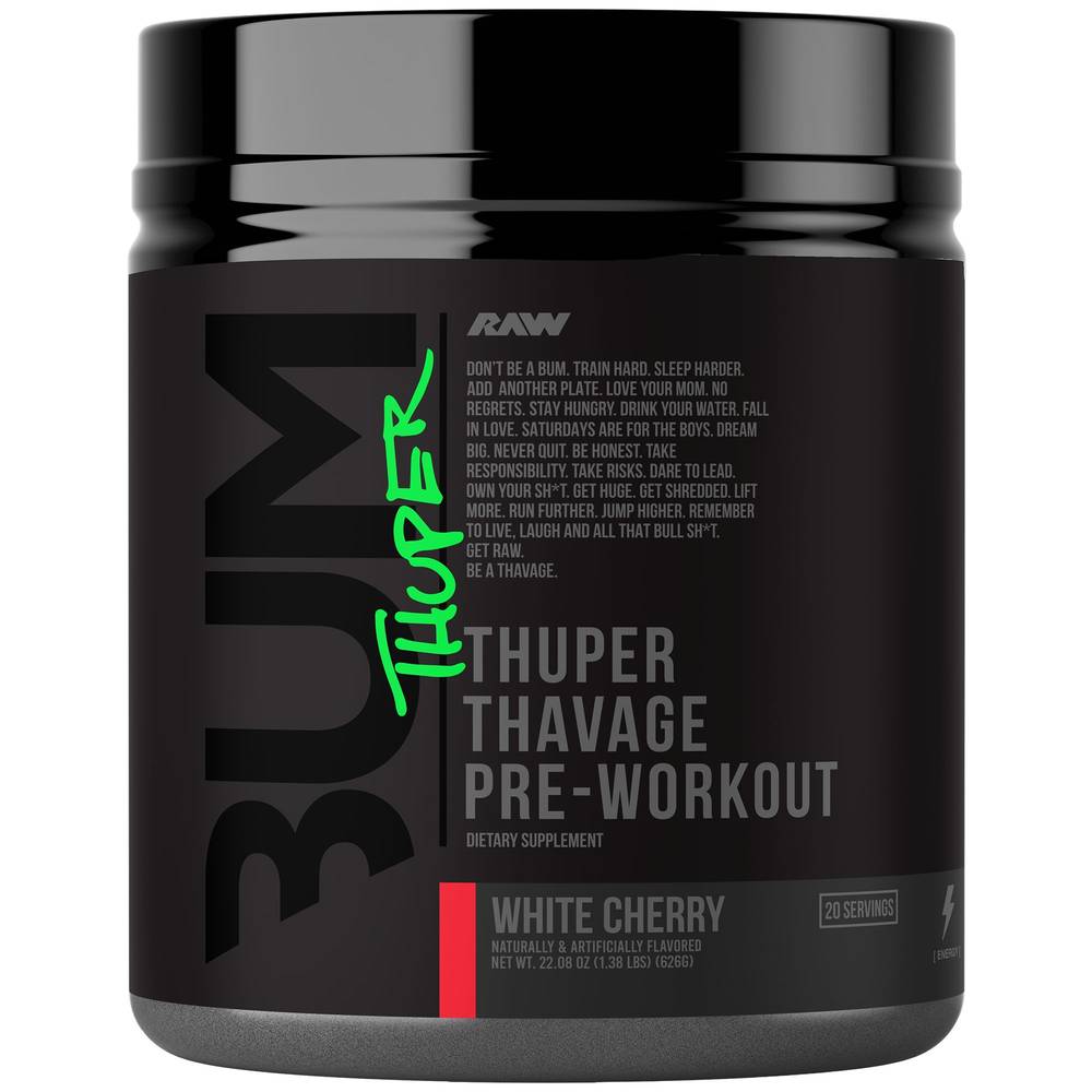 RAW Thuper Thavage Pre-Workout, White Cherry (22.08 oz)