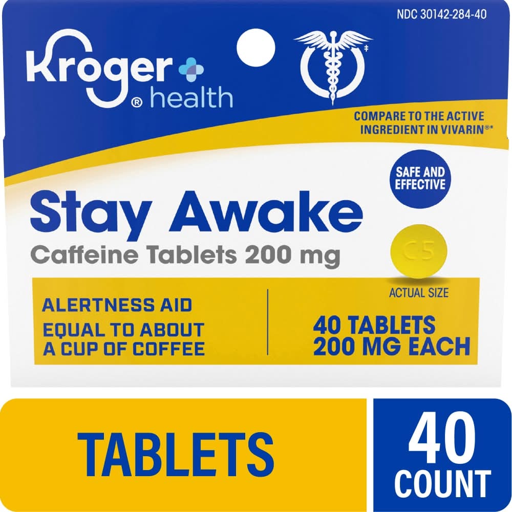 Kroger Safe & Effective Stay Awake Caffeine Tablets 200 mg (40 ct)