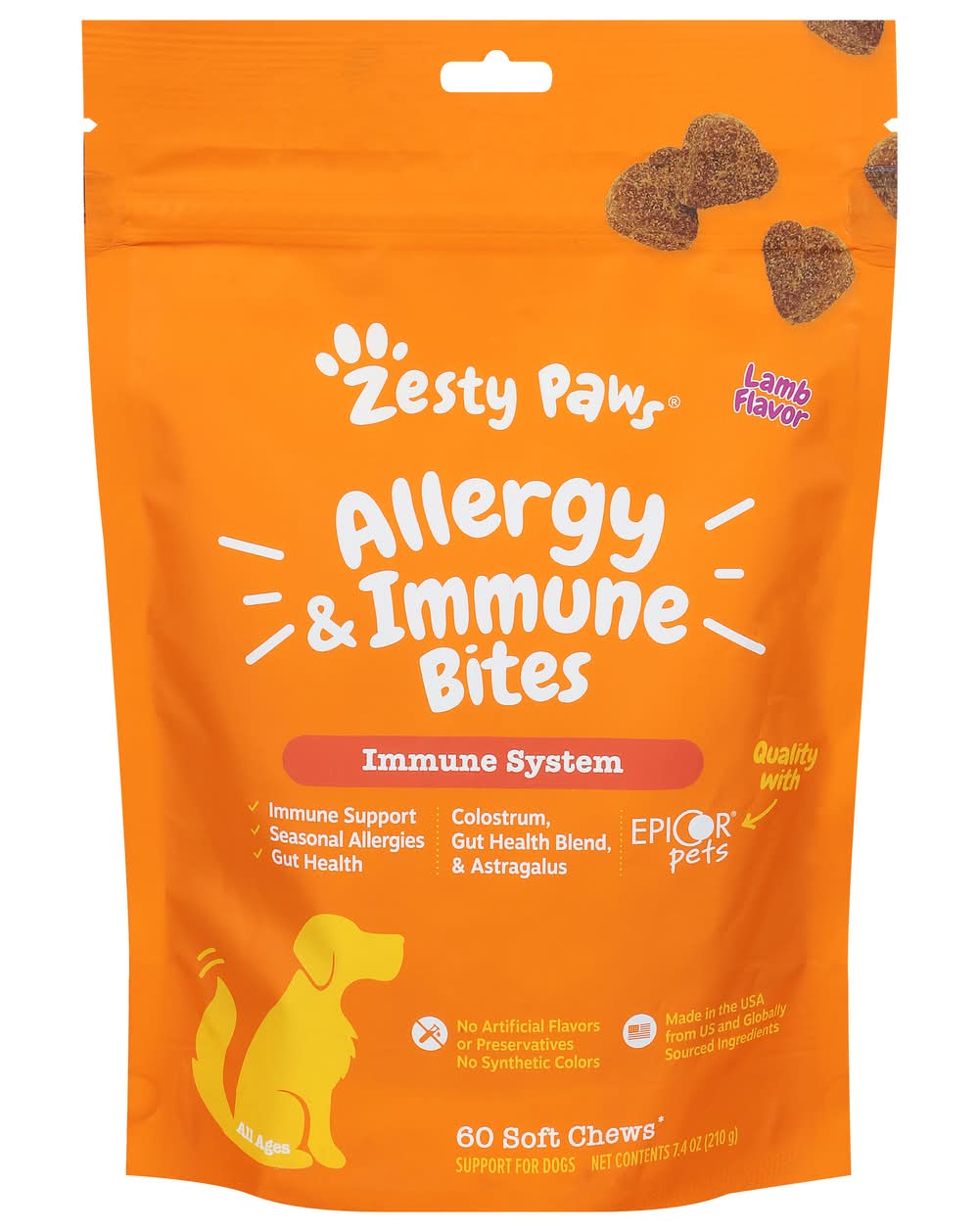 Zesty Paws Aller Immune Soft Chews For Dogs, Lamb (60 ct)