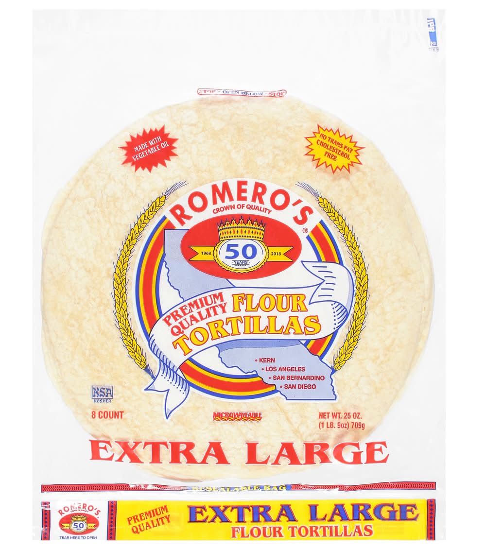 Romeros Burrito Flour Tortillas (25 oz, 8 ct)