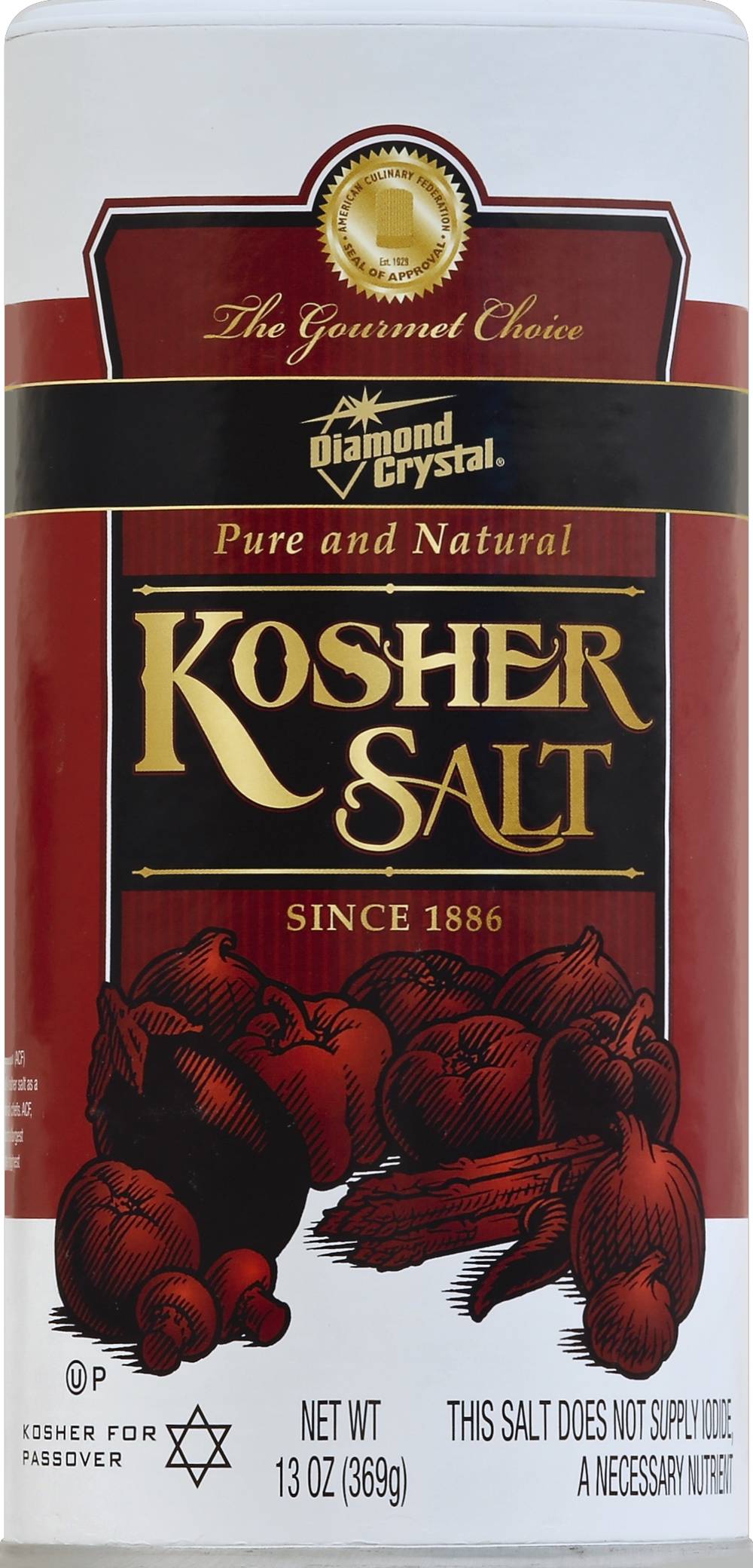 Diamond Crystal Pure and Natural Kosher Salt (13 oz)
