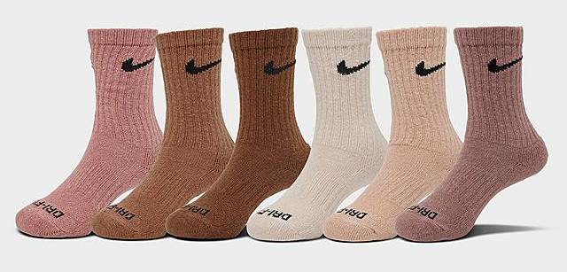 Nike Little Kid's Dri-Fit Crew Socks, 5-7 (XS), Multicolor (6 ct)