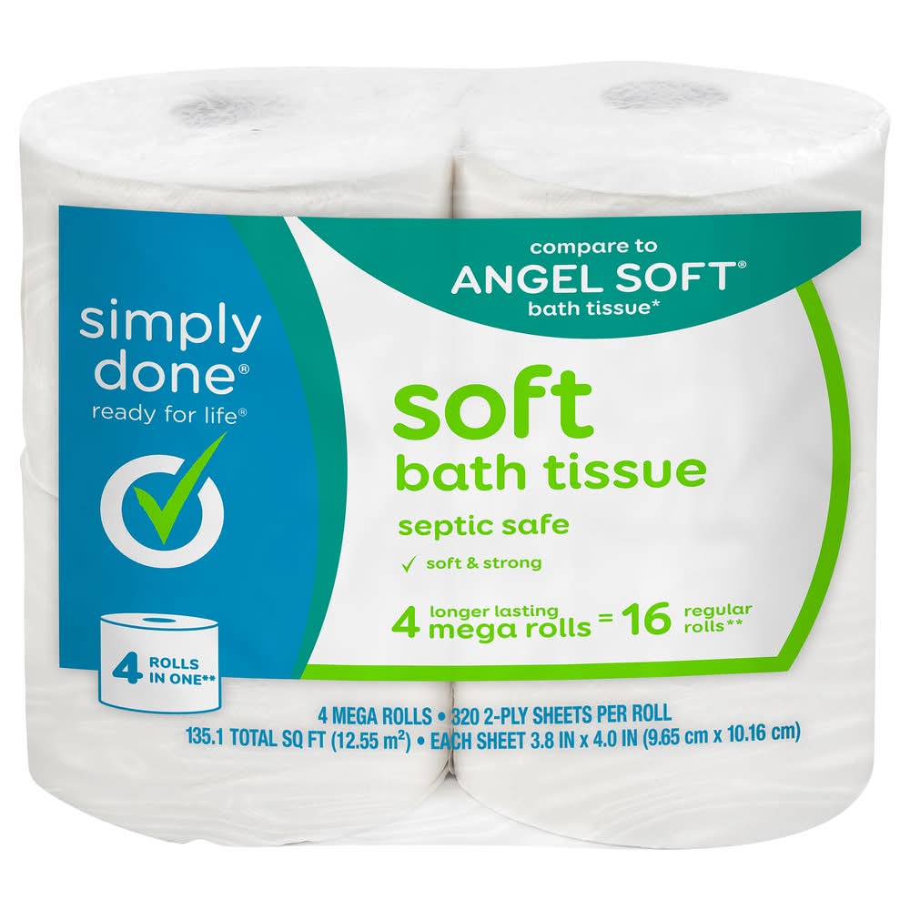 Simply Done Mega Rolls Soft Bath Tissue 2-ply, 3.8x4.0 in (4 ct)