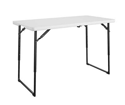 4' White Fold-In-Half Folding Utility Table