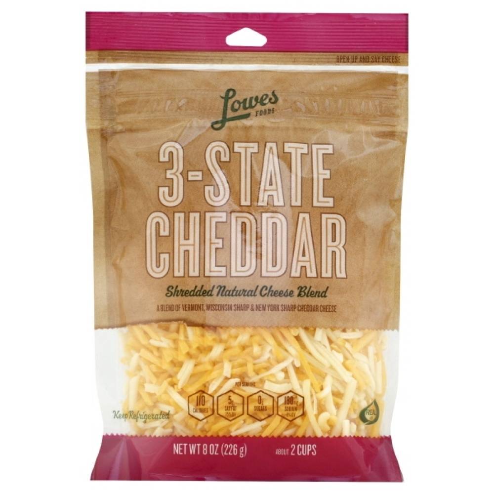 Lowes Foods 3 State Cheddar Shredded Cheese (8 oz)