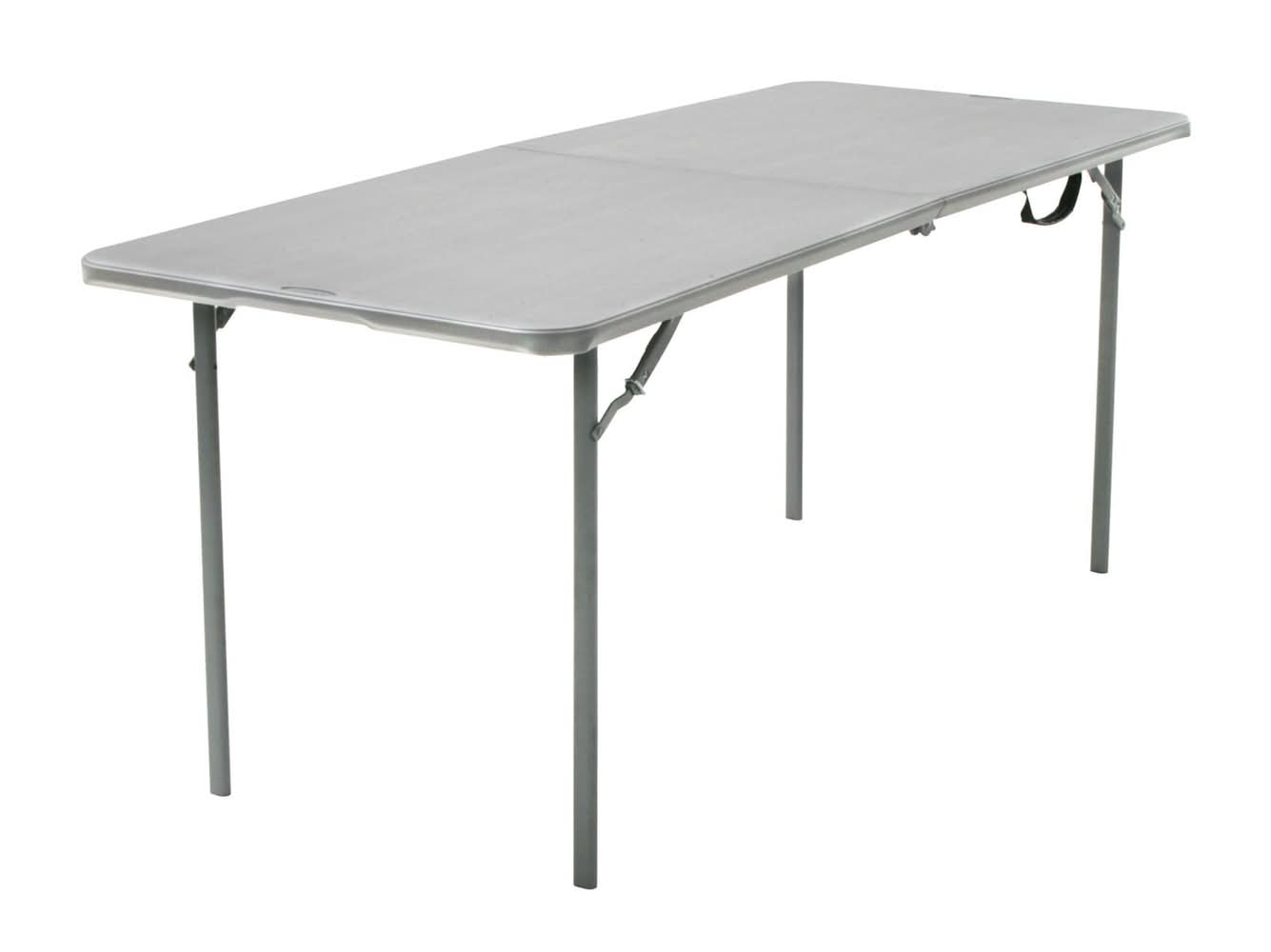 Cosco 6-ft x 2.5-ft Gray Fold-in-Half Resin Rectangle Indoor/Outdoor Folding Banquet Table 8 -Person