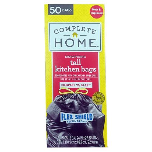 Complete Home Drawstring Flex Shield Kitchen Bags Black - 13 Gallons 50.0 ea