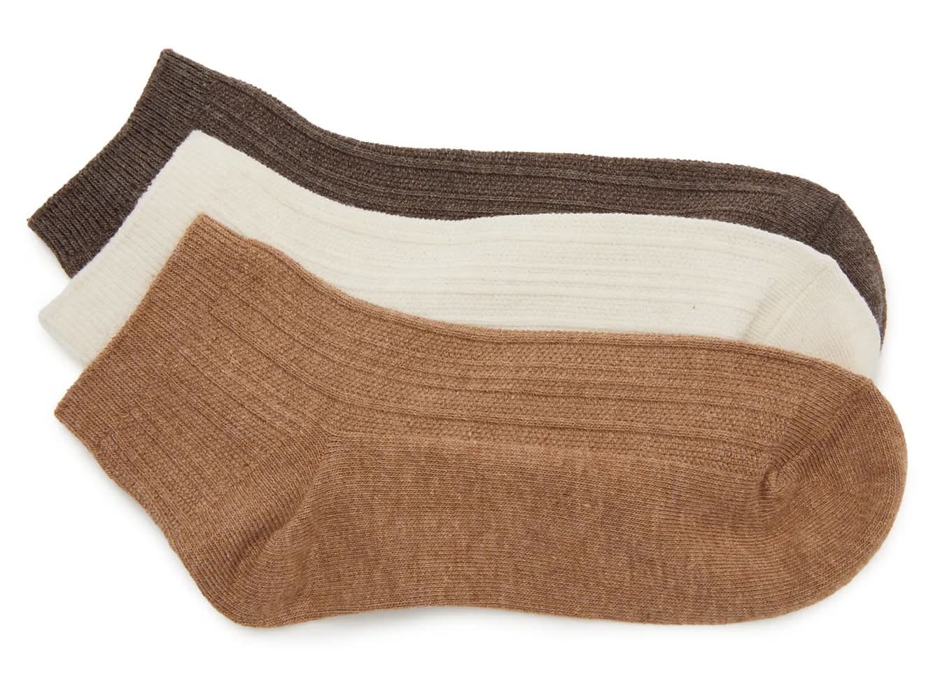 Kelly & Katie Ribbed Women's Quarter Ankle Socks - 3 Pack (Dark Brown/Sepia/Ivory One Size)